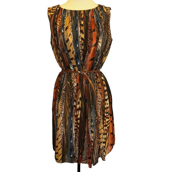 Calvin Klein Reptile Snake Animal Print Multi Color Sleeveless Dress size 12 - Picture 1 of 11